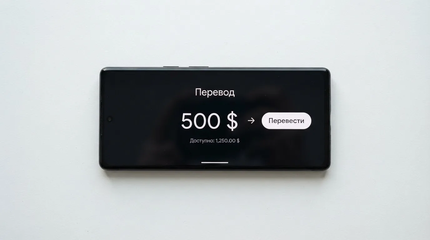 Телефон с экраном перевода стейблкоина