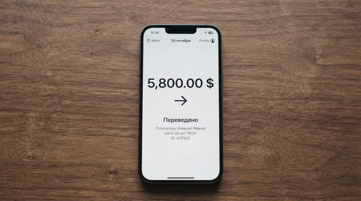 Телефон с экраном перевода стейблкоина