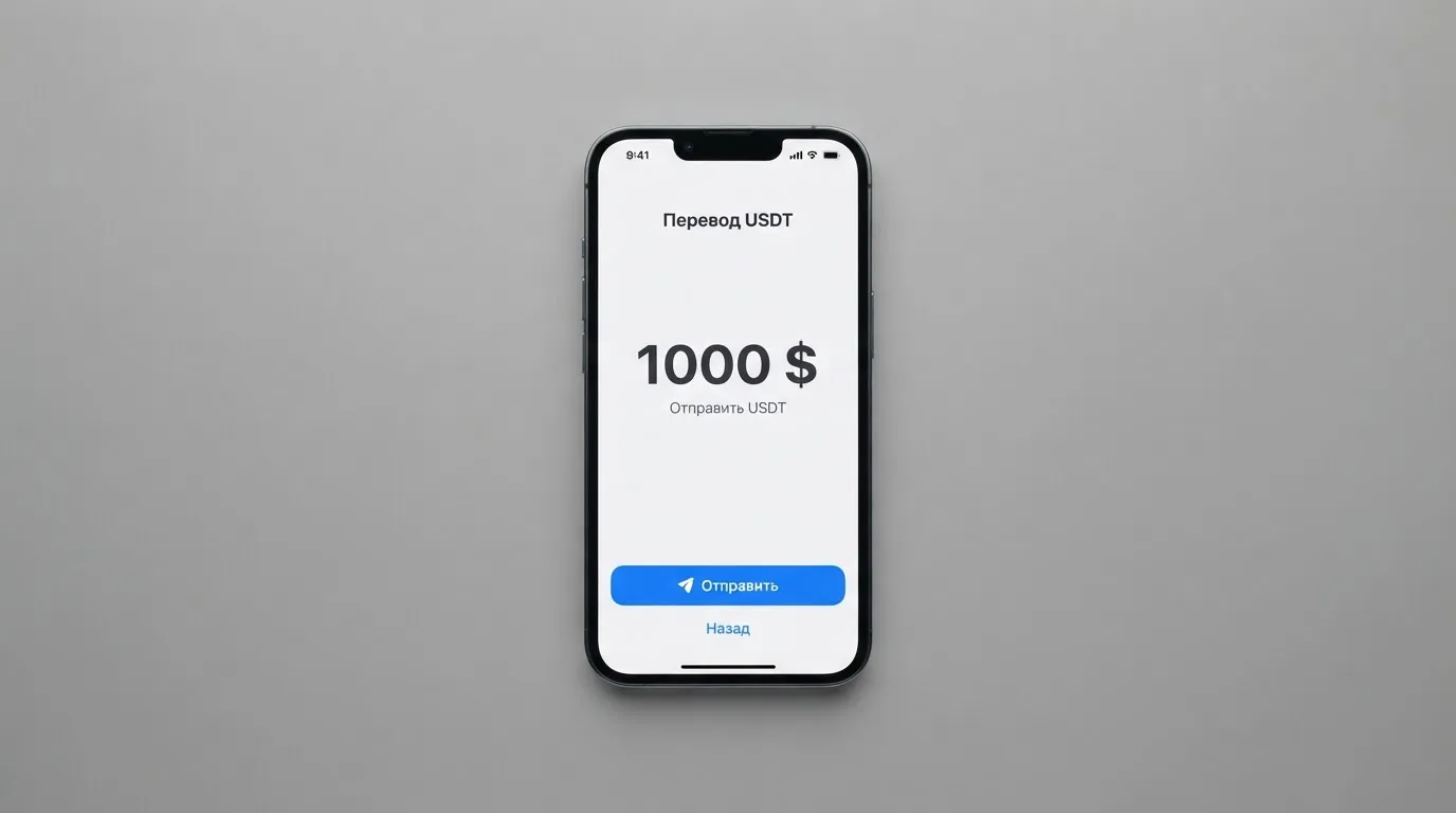 Телефон с экраном перевода стейблкоина